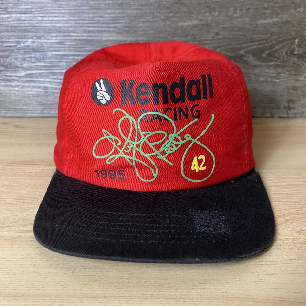 Vintage Kendall Racing Hat Cap Snap Back Red Black NASCAR Mens 1995 90s